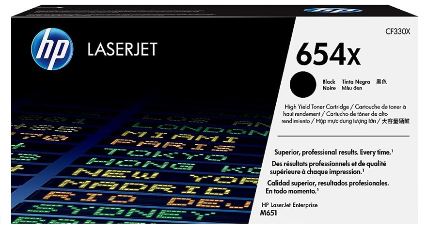 Toner para HP LaserJet M651 / HP 654X | Original Toner HP 654X CF330X Negro. Rendimiento Estimado: 20.500 Pag. Color 15.000 Paginas al 5%. M651n M651dn M651xh 