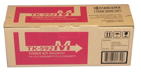 Toner Kyocera TK-592M Magenta / 5k | 2111 - Toner Original Kyocera TK 592M Magenta. Rendimiento Estimado: 5.00 Paginas al 5%.