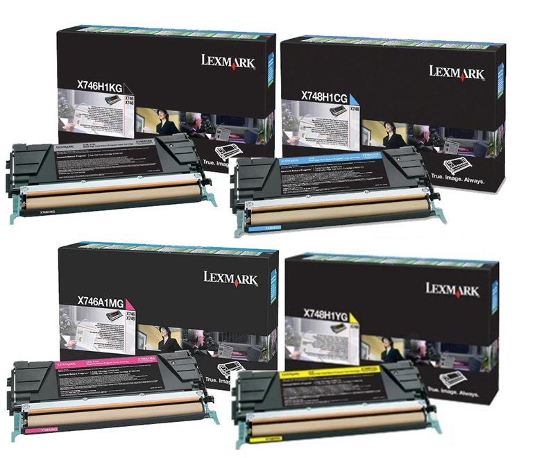 Toner para Lexmark X748de | 2201 - Toner Original Lexmark. El Kit Incluye: X748H1CG Cian, X748H1MG Magenta, X748H1YG Amarillo, X748H1KG Negro. Rendimiento Estimado: Color 10.000 Páginas / Negro 12.000 Páginas al 5%.
