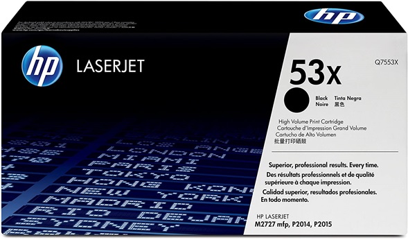 Toner para HP LaserJet P2014 - HP 53X | Original Toner HP 53X Q7553X Negro. Rendimiento Estimado 7.000 Páginas con cubrimiento al 5%.