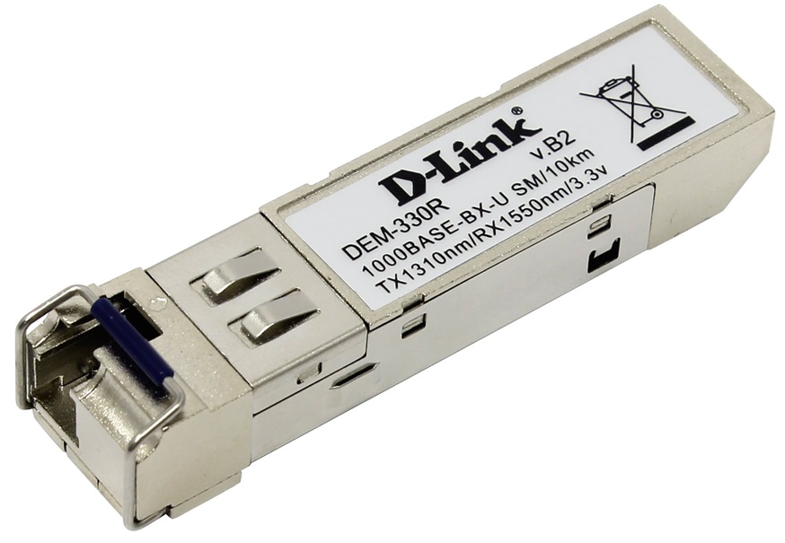 Transceiver SFP Fibra Monomodo - DLink DEM-330R / 10 Km | Transceptor D-Link DEM-330R, Módulo de Fibra SFP 1000Base-BX-U (Mono-Modo TX-1310 / RX-1550nm) - 10 km.