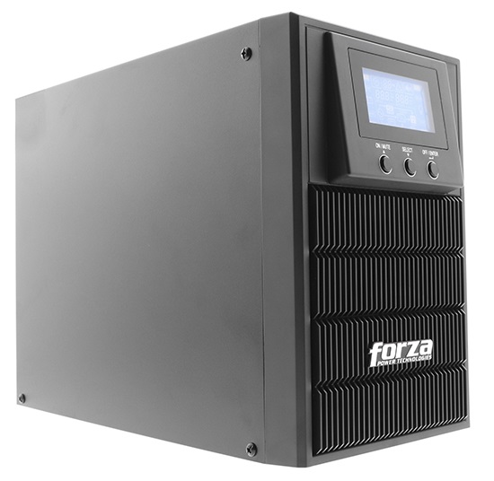 UPS On-Line  1 KVA – Forza FDC-1000T | 2206 - UPS On-Line, Capacidad: 100VA/800W, Topología: Doble conversión en línea, Forma de onda: Onda senoidal pura, Voltaje: 120V, Entrada: NEMA 5-15P, Salida: 3x NEMA 5-15R, Comunicación: USB / SNMP / RS-232