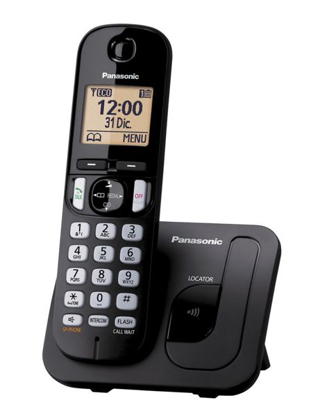 Telefono Inalambrico | Panasonic KX-TGC210LAB | 1.92 GHz, Pantalla LCD 1.6'', Modo ECO Inteligente, Modo Nocturno, 1 Auricular, 1 Linea Telefonica, Idioma Español, Color Negro, Garantía 1 Año