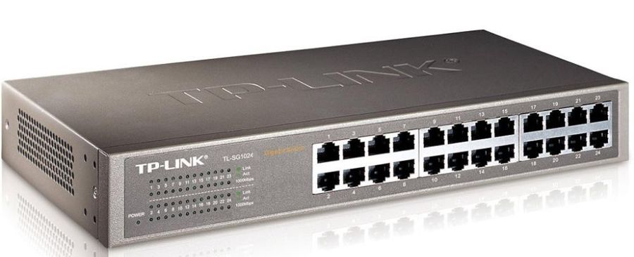  Switch 24-Puertos - TP-Link TL-SG1024DE | No Administrable, Montaje en Rack, 24 Puertos LAN Gigabit, Capacidad de Switcheo: 48Gbps, Tasa de Reenvío de Paquetes: 35.7Mpps, Tabla MAC Address: 8K, Búfer de paquetes de memoria: 512KB, Jumbo Frame: 9KB