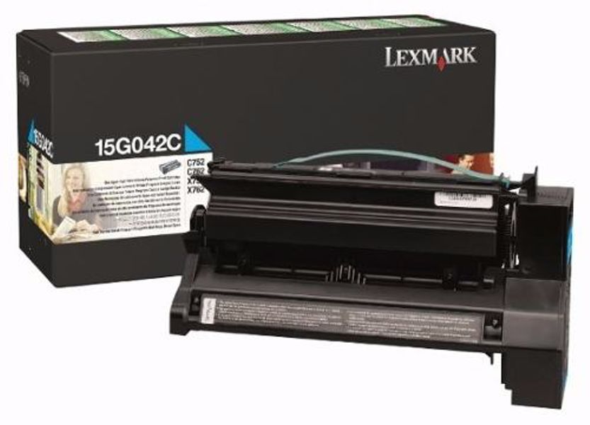 Toner Original - Lexmark 15G042C Cian | Para uso con Impresoras Lexmark C752, C760, C762, X752, X762 Lexmark 15G042C  Rendimiento Estimado 15.000 Páginas con cubrimiento al 5%