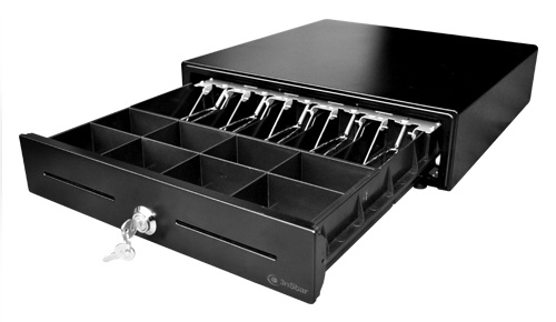 Cajón Monedero / 3nStar CD350 | 2609 – 3nStar CD350 es una gaveta de dinero metálica robusta para sistemas de punto de venta, Construcción: Acero y SECC, Bandeja: Plástico ABS, Distribución: 4, 5, 6 u 8 compartimientos para billetes con sujetadores