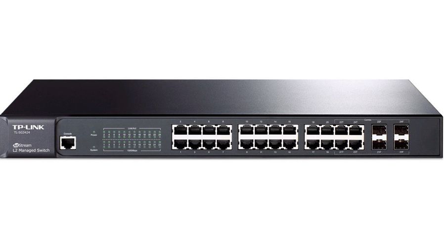 Switch 24-Puertos / TP-Link TL-SG3428 | 2502 - Switch Gigabit Administrable con 24-Puertos LAN Gigabit + 4-Puertos SFP, 1-Puerto de consola RJ45, 1-Puerto micro-USB, Capa 2, Capacidad de Conmutación 56Gbps, Capacidad de Procesamiento 41.66 Mpps 