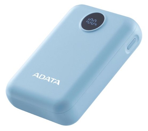 ADATA C100 Display Azul / Power Bank 10k mAh | 2609 - ADATA PC10022-12LB es un Power Bank C100 Digital Display portátil, Capacidad 10.000 mAh, 3.7V / 37Wh, Capacidad nominal: 5V / 6.500 mAh, 9V / 3.500 mAh y 12V / 2.600 mAh, Batería Polímero de Litio