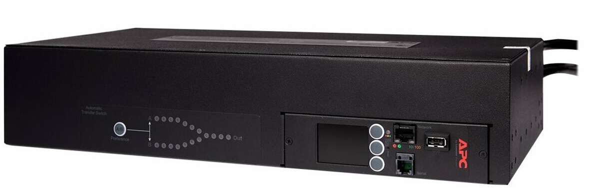 ATS APC AP4432 - 18 Salidas | 2301 – ATS para Rack, Voltajes: 200V / 208V, Consumo: 30A, Carga: 4992VA, Racks: 2U, Conexiones: 2x C19, 16x C13, NEMA L6-30P (Entrada), Protección: cortacircuitos y sobrecarga, 1x Ethernet, 1x RS-232, 1x USB-A