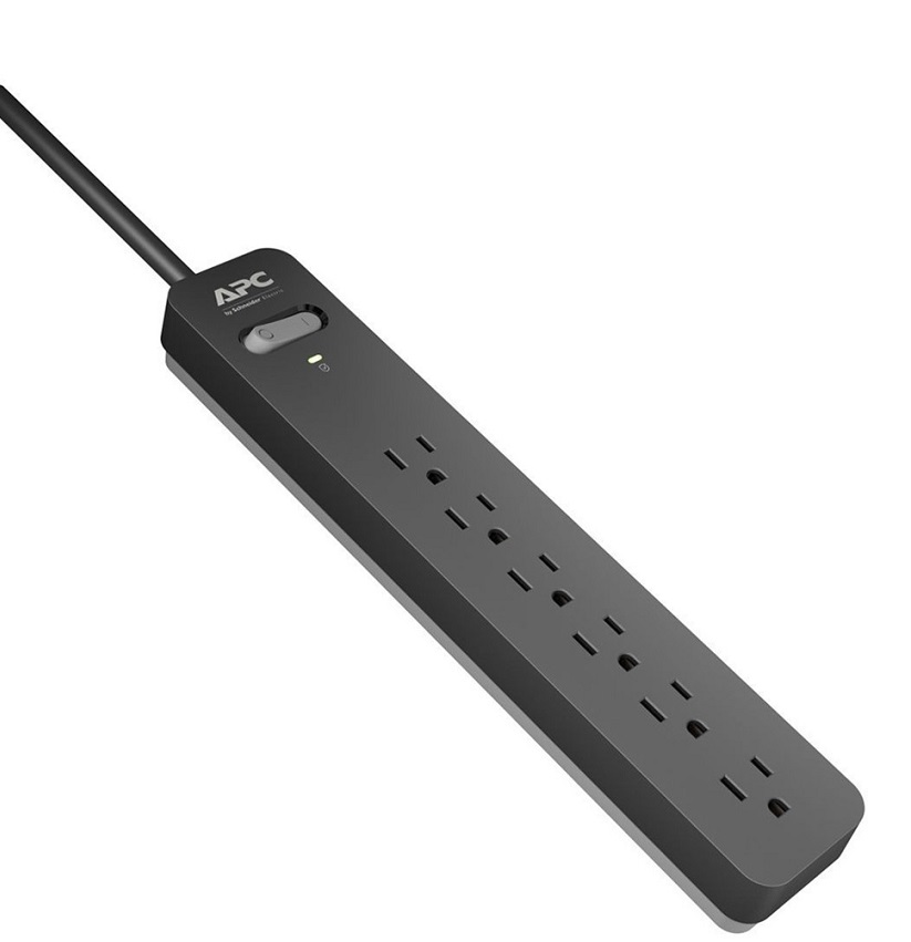 Multitoma  6-Salidas / APC PE63 | 2500 - Multitoma APC Supresor de Picos con 6-Salidas NEMA 5-15R, Voltaje de entrada: 90 - 264V, Potencia de entrada 1200W, Corriente Máxima 15A, Sobretensión 540 Joules, Respuesta de sobretensión: 1ns, Filtro de ruido