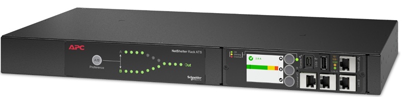ATS 10-Salidas / APC AP4450A | 2507 – ATS AP4450A para rack, diseñado para proporcionar alimentación redundante a equipos de TI con un solo cable de alimentación, Voltaje de entrada/salida: 100 - 120VAC, Frecuencia de entrada: 50/60 Hz, Corriente: 15A