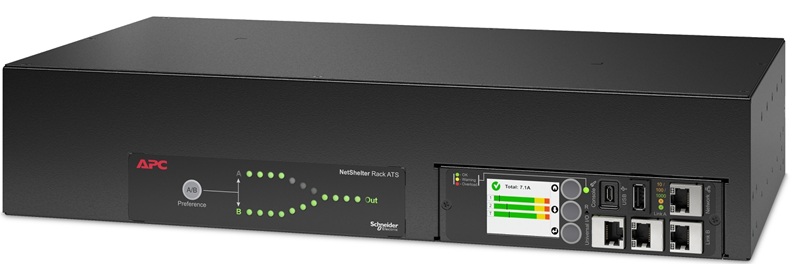 ATS 16-Salidas / APC AP4453A | 2507 – ATS AP4453A para rack, diseñado para proporcionar alimentación redundante a equipos de TI con un solo cable de alimentación, Voltaje de entrada/salida: 120VAC, Frecuencia de entrada: 50/60 Hz, Corriente nominal: 30A