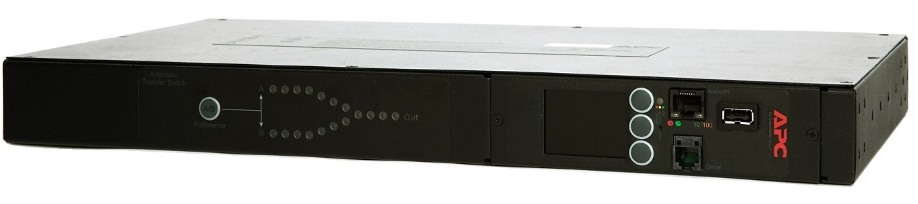 ATS para Rack – APC AP4452 / 10-Port | Voltaje de Entrada/Salida: 120V/120V, Conexiones de salida: 10x NEMA 5-20R, Tipo de enchufe: NEMA L5-20P, Cable de 2.44m, Capacidad de carga 1440VA, Consumo máximo corriente 20A