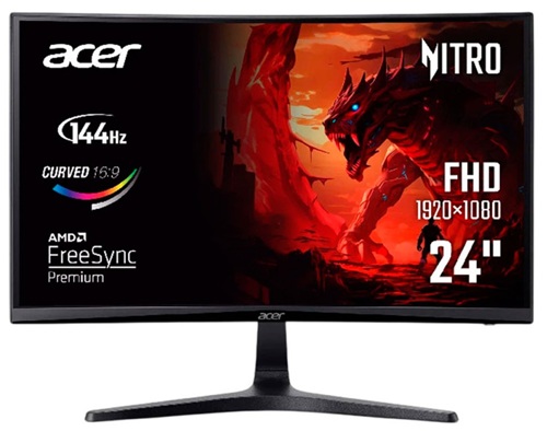 Monitor Gamer 24'' Curvo / Acer ED240Q W0biip | 2610 - Acer ED240Q W0biip UM.UE0AA.007 Monitor gamer curvo de 23,6″ con Panel VA, Resolución Full HD de 1.920 × 1.080, Curvatura 1500R, Relación de aspecto 16:9, Brillo de 250 nits, Contraste 3.000:1