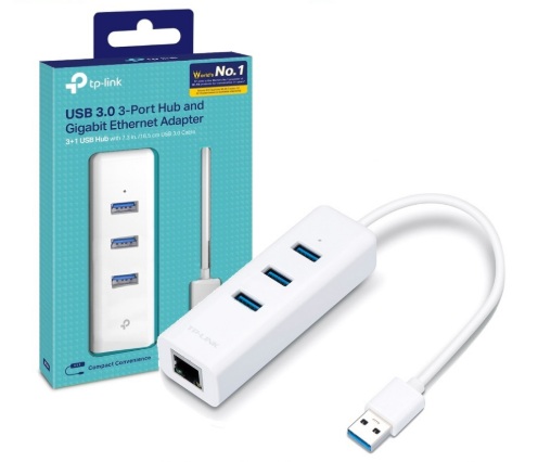 TP-Link UE330 / Adaptador de Red | 2501 - Adaptador USB 2 en 1 con Hub de 3 Puertos USB 3.0 y Adaptador Ethernet Gigabit, Interface de Entrada: Conector USB Tipo-A 3.0, Interfaces de salida: 3-Puertos USB Tipo-A 3.0 + 1-Puerto Gigabit Ethernet, Cable 18cm