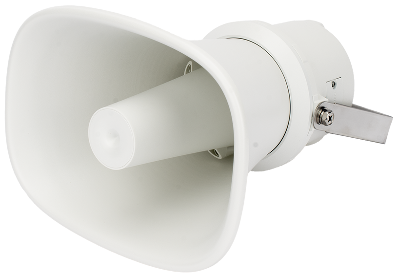 Altavoz IP tipo Trompeta 25W / Hikvision DS-QAZ1325G1T(C) | 2603 - Hikvision DS-QAZ1325G1T(C) es un altavoz de red diseñado para sistemas de megafonía y seguridad perimetral en exteriores, incorpora potencia nominal de 25 W, protocolos SIP y ONVIF