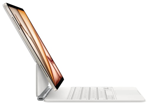 Teclado con funda / Apple Magic Keyboard | 2609 - Apple Magic Keyboard MDFW4LA/A es un teclado con trackpad y funda protectora, Color blanco, Idioma: Español (América Latina), diseñado para el iPad Air de 13''. Diseño: Flotante y ajustable