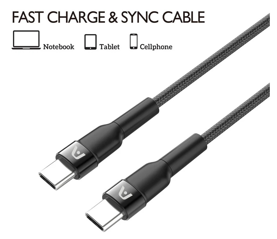 Cable de carga USB-C 100W / Argom ARG-CB-0049BK | 2605 – Argom Tech Dura Speed ARG-CB-0049BK es un cable USB-C a USB-C diseñado para entrega de potencia de 100W a 5A, transferencia de datos de 480 Mbps, recubrimiento de nailon trenzado flexible