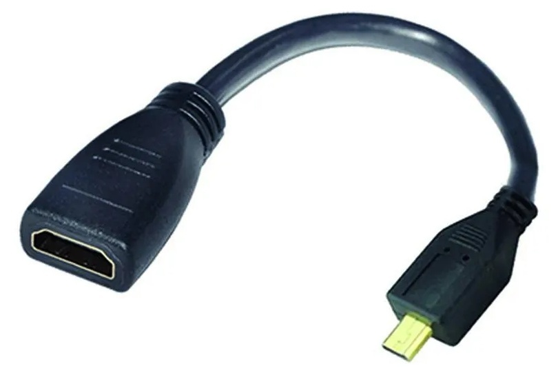Argom ARG-CB-0054 / Adaptador Micro-HDMI a HDMI | 2605 – Argom Tech ARG-CB-0054 es un adaptador diseñado para conectar dispositivos Micro HDMI a pantallas HDMI, conectores de 19 pines macho a hembra, longitud de 15 cm, transmisión de alta velocidad