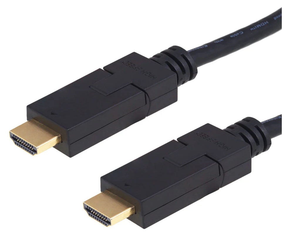 Cable HDMI 1.8m / Argom ARG-CB-1910 | 2605 – Argom Tech ARG-CB-1910 Cable HDMI diseñado para conectores ajustables a 180 grados, estándar HDMI V2.0 de alta velocidad con Ethernet, calibre 30 AWG, 99% cobre libre de oxígeno, triple capa de protección