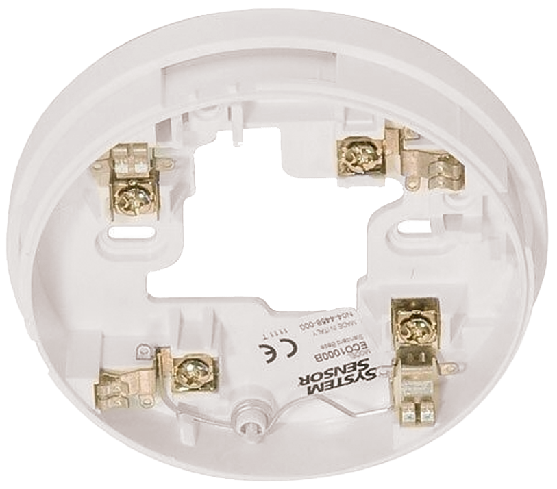 Base Estándar / System Sensor ECO1000B | 2604 – System Sensor ECO1000B es una base estándar diseñado para la instalación de detectores convencionales de la serie ECO1000, cuenta con un diseño de perfil bajo fabricado en plástico ABS, incluye terminales