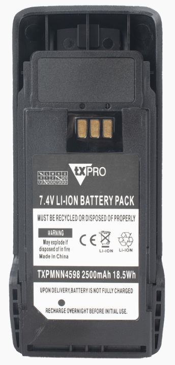 Batería para Radio Motorola R2 / TX-PMNN4598 | 2602 - TXPRO TXPMNN4598 es una batería de ion-litio 2300mAh para radios Motorola R2. Fabricada en policarbonato de alta resistencia, soporta impactos y uso rudo. Cumple estándares de seguridad eléctrica