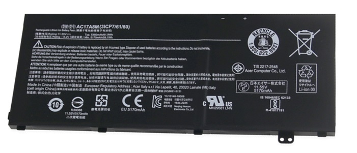 Batería para Portátiles Acer Spin | 2500 - Batería de remplazo nueva, 100% compatible, Tecnología de iones de litio, Protección contra sobredescargas, Protección contra sobrecalentamiento. Se puede almacenar hasta 6 meses a 25 ℃.
