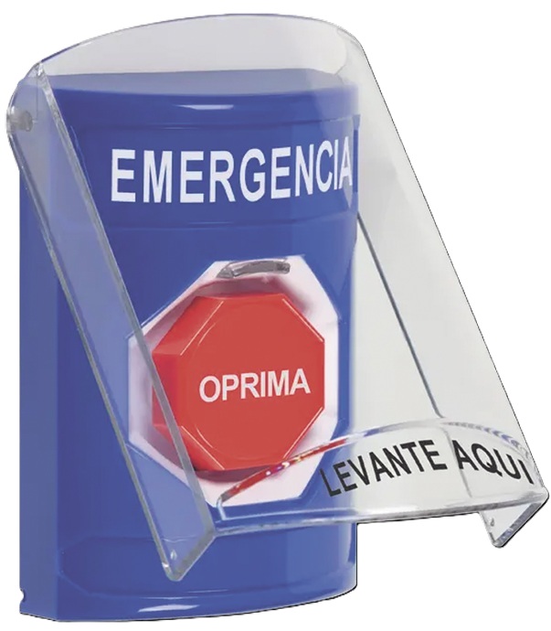 STI SS24A2EM-ES / Botón de Emergencia | 2604 - STI SS24A2EM-ES diseñado para gestión de paradas críticas en sistemas de seguridad, tecnología de acción mantenida con restablecimiento mediante llave, incluye tapa protectora de policarbonato con sirena