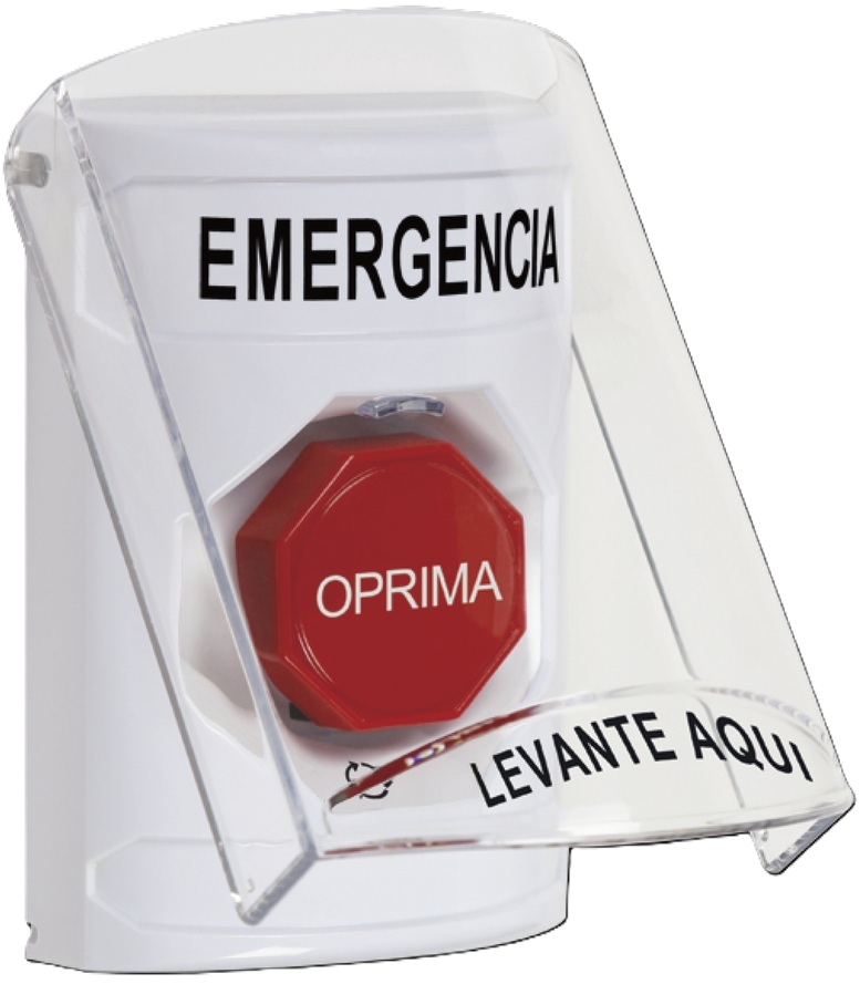 STI SS23A9EMES / Botón de Salida de Emergencia | 2604 - STI SS23A9EMES diseñado para el control de egresos críticos y sistemas de seguridad, tecnología de acción mantenida con restablecimiento mediante giro, incluye tapa protectora de policarbonato