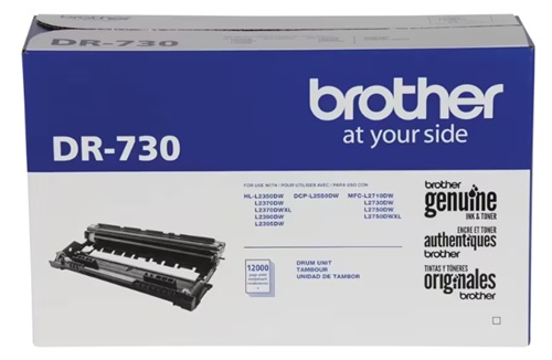 Tambor Brother DR-730 / 12.000 páginas | 2609 - Brother DR730 es una unidad de tambor original de larga duración para impresoras láser monocromáticas Brother, Rendimiento: Aproximadamente 12.000 páginas, Formato de rendimiento: Carta/A4