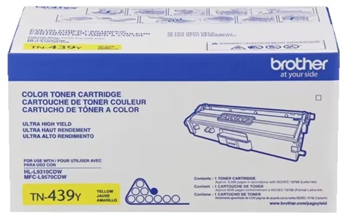 Toner Brother TN-439Y / Amarillo 9.000 páginas | 2609 - Brother TN439Y es un cartucho de tóner original Amarillo de ultra alto rendimiento para impresoras láser color Brother, Rendimiento: Hasta 9.000 páginas conforme a ISO/IEC 19798 en tamaño Carta/A4