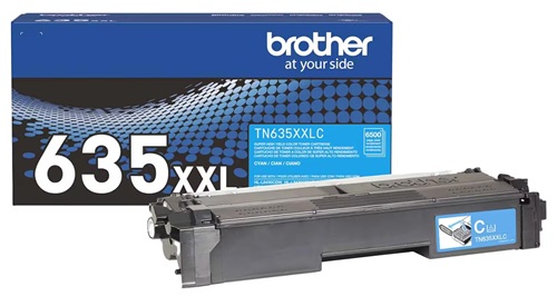 Toner Brother TN635XXLC / Cian 6.500 páginas | 2609 - Brother TN635XXLC es un cartucho de tóner original Cian de súper alto rendimiento para impresoras láser color empresariales Brother, Rendimiento: Hasta 6.500 páginas conforme a ISO/IEC 19798