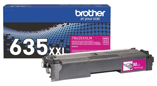 Toner Brother TN635XXLM / Magenta 6.500 páginas | 2609 - Brother TN635XXLM es un cartucho de tóner original Magenta de súper alto rendimiento para impresoras láser color empresariales Brother, Rendimiento: 6.500 páginas conforme a ISO/IEC 19798