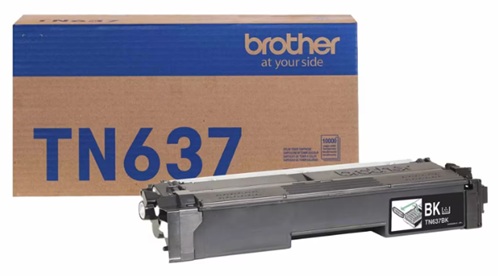 Toner Brother TN637BK / Negro 10.000 páginas | 2609 - Brother TN637BK es un cartucho de tóner original Negro de ultra alto rendimiento para impresoras láser color empresariales Brother, Rendimiento: Hasta 10.000 páginas conforme a ISO/IEC 19798