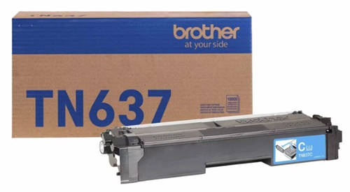 Toner Brother TN637C / Cian 10.000 páginas | 2609 - Brother TN637C es un cartucho de tóner original Cian de ultra alto rendimiento para impresoras láser color empresariales Brother, Rendimiento: Hasta 10.000 páginas conforme a ISO/IEC 19798