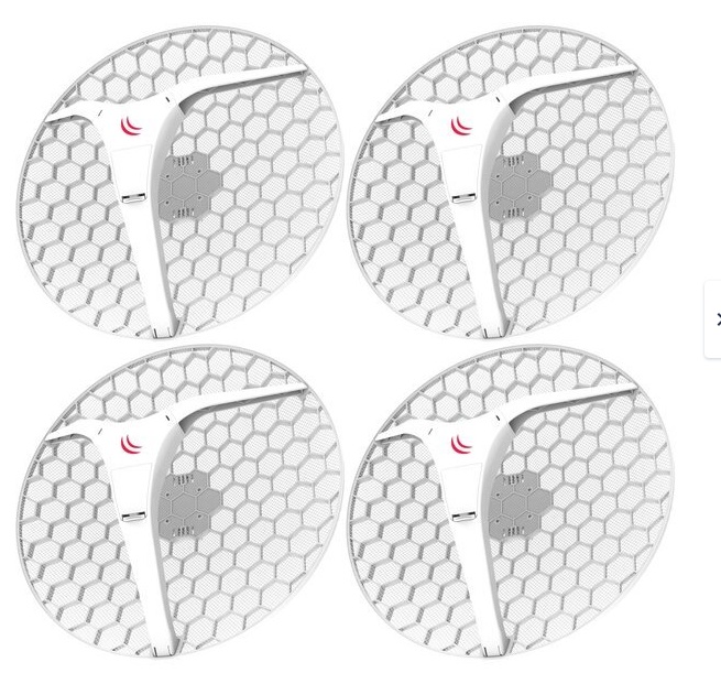 CPE LHG XL HP5 27dBi / MikroTik RBLHG-5HPnD-XL4PACK | 2507 - MikroTik RBLHG-5HPnD-XL4PACK es un paquete de 4 unidades del LHG XL HP5, un CPE de alta potencia diseñado para enlaces punto a punto (PtP) en la banda de 5 GHz. Cada unidad integra una antena