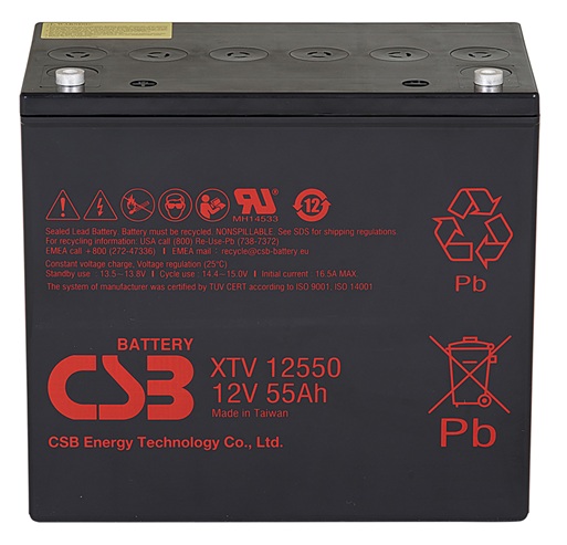 Batería AGM larga duración / CSB GPL12520 | 2608 – CSB GPL12520 AGM Batería VRLA-AGM de 12V de larga duración y libre de mantenimiento, optimizada para aplicaciones de respaldo en servicio de flotación. Capacidad nominal 52Ah a 20h, Tecnología AGM