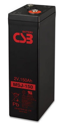 Batería AGM estacionaria / CSB MSJ-150 | 2608 – CSB MSJ-150 es una batería VRLA-AGM de 2V optimizada para aplicaciones de energía estacionaria como telecomunicaciones y sistemas de respaldo en servicio de flotación. Capacidad nominal: 150 Ah a 10h