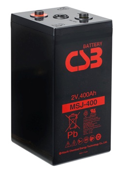 Batería AGM estacionaria / CSB MSJ-400 | 2608 – CSB MSJ-400 es una batería 2V optimizada para aplicaciones de energía estacionaria, telecomunicaciones y respaldo de larga duración. Capacidad nominal:400 Ah a 10h, Tecnología: AGM libre de mantenimiento