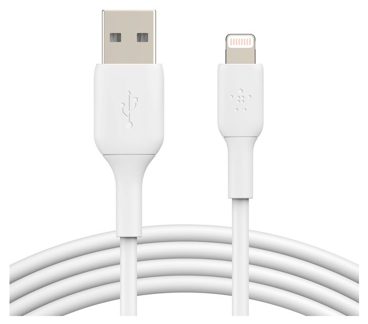 Cable Lightning a USB-A de 1m / Belkin CAA001bt1MWH | 2604 – Belkin CAA001bt1MWH Cable diseñado para carga y sincronización de dispositivos Apple, cuenta con certificación MFi y Global Recycled Standard, fabricado con plásticos reciclados posconsumo