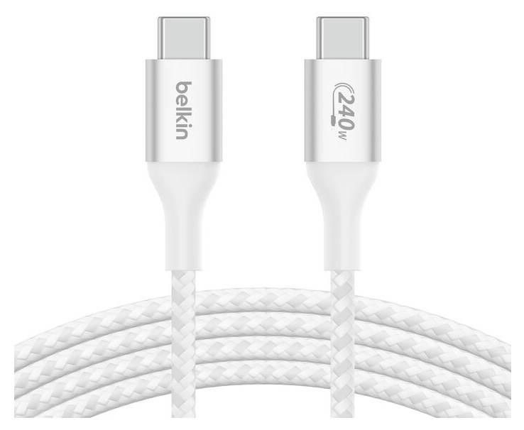 Cable USB-C 240W de 2m / Belkin CAB015bt2MWH | 2604 – Belkin CAB015bt2MWH es un cable diseñado para carga de alta potencia y transferencia de datos, cuenta con tecnología Extended Power Range para suministrar hasta 240W, compatible con estándar PD 3.1