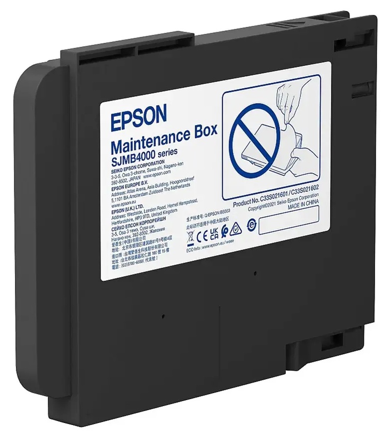 Caja de mantenimiento / Epson S021601 | 2606 – Epson C33S021601 es una caja de mantenimiento diseñada para almacenar residuos de tinta generados durante la limpieza de cabezales. Tecnología de inyección de tinta, Chip electrónico de control