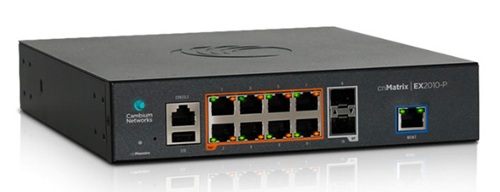 Switch  8-Puertos PoE / Cambium EX2010-P | 2609 - Cambium Networks cnMatrix EX2010-P MXEX2010PXA0 es un switch administrable de capa L2/L3, Puertos Ethernet: 8 × 10/100/1000 Mbps PoE+, Uplinks: 2 × SFP, Throughput: 20 Gbps, Arquitectura: Line-rate