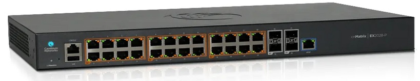 Switch PoE 24-Puertos / Cambium cnMatrix EX2028-P | 2604 - Cambium cnMatrix EX2028-P MX-EX2028PXA-0 es un switch diseñado para redes de alto rendimiento con gestión en la nube, integrando 24 puertos Gigabit con PoE 802.3af/at y un presupuesto de 400W