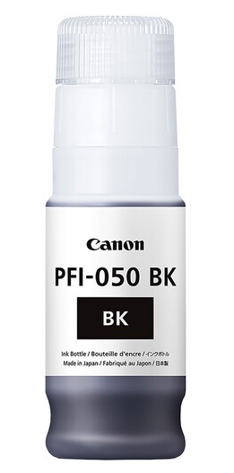 Tinta Canon PFI-050BK / Negra - 70 ml | 2607 – Canon PFI-050BK 5698C001AA es un tanque de tinta original diseñado con tecnología de inyección de tinta a base de pigmento negro para proporcionar impresiones nítidas, duraderas y de alta definición.