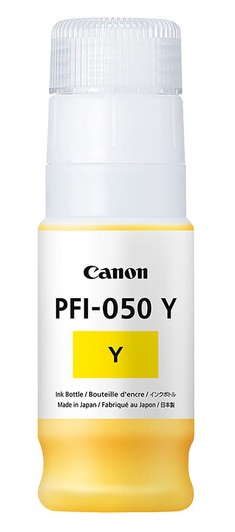 Tinta Canon PFI-050Y / Amarillo - 70 ml | 2607 – Canon PFI-050Y 5701C001AA es un tanque de tinta original diseñado con tecnología de inyección de tinta a base de pigmento amarillo para proporcionar impresiones nítidas, duraderas y de alta definición.