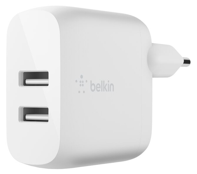 Belkin WCB002dqWH / Cargador Dual Port 24W | 2604 – Belkin WCB002dqWH es un cargador de pared diseñado para suministrar energía simultánea a dos dispositivos móviles, Potencia total de 24W repartidos en dos puertos USB-A, proporciona 12W por puerto