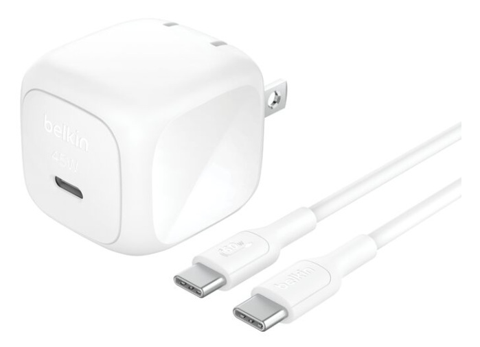 Belkin WCA013dq1MWH-B6 / Cargador de Pared 45W | 2604 – Belkin WCA013dq1MWH-B6 es un cargador de puerto único diseñado para suministrar energía rápida a dispositivos móviles y laptops ligeras. Potencia de salida de 45W a través de un único puerto