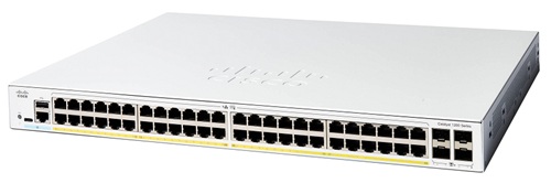 Switch 48-Puertos PoE / Cisco Catalyst C1200-48P-4G | 2609 - Cisco Catalyst C1200-48P-4G es un switch inteligente administrable para redes de acceso, Puertos de red: 48 × 10/100/1000 RJ45 PoE+, Uplinks: 4 × 1G SFP, Presupuesto PoE: 375W 