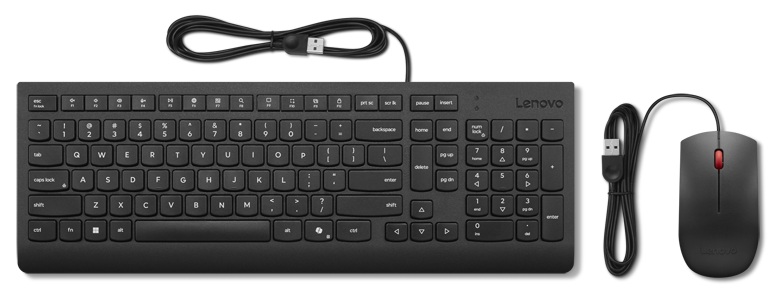 Combo Teclado & Mouse USB / Lenovo 4X31R64424 | 2605 – Lenovo 4X31R64424 es un kit de teclado y mouse diseñado para productividad en hogar u oficina, conectividad alámbrica USB tipo A con cable de 1.8 m, teclado de tamaño completo en español